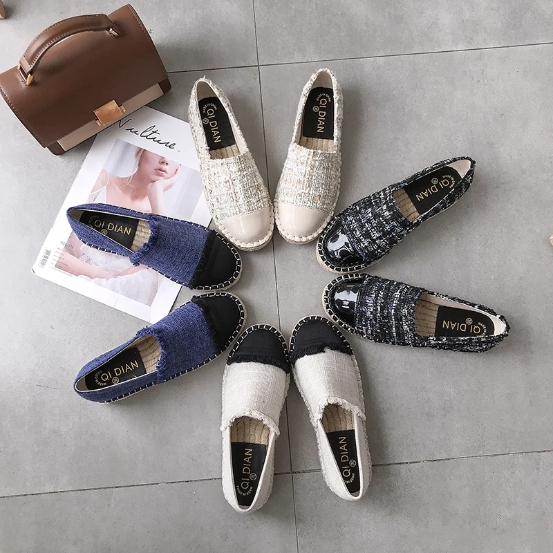 2019 Spring Autumn Designers Casual Tweed Shoes Woman Slip On Loafers Jute Bottom outdoor Fashion Espadrilles Flats Shoes Women
2019 Spring Autumn Designers Casual Tweed Shoes Woman Slip On Loafers Jute Bottom outdoor Fashion Espadrilles Flats Shoes Women