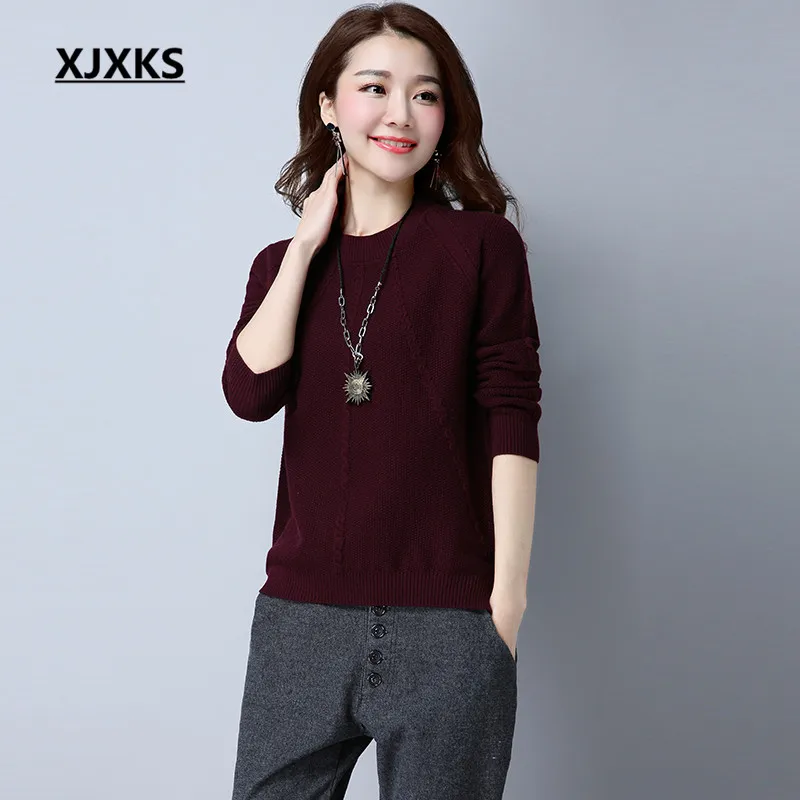 XJXKS Casual Loose Long Sleeve Autumn And Winter Knit Women Sweater Pullovers Solid Cashmere Simple Woman Sweaters 1701 
XJXKS Casual Loose Long Sleeve Autumn And Winter Knit Women Sweater Pullovers Solid Cashmere Simple Woman Sweaters 1701