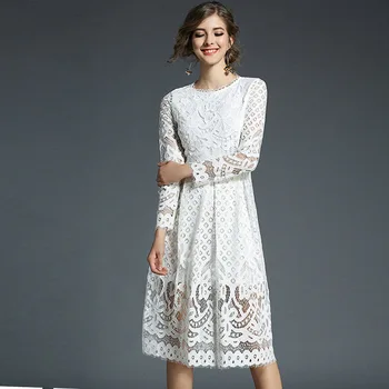 18 Euro Style New Style Hollow Out Long Sleeve Lace A-Line Dress Round Neck Fashion Slim All Matched Women's Medium Style Dress
18 Euro Style New Style Hollow Out Long Sleeve Lace A-Line Dress Round Neck Fashion Slim All Matched Women's Medium Style Dress
