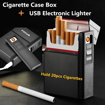FOCUS Cigarette Case Box With Detachable USB Electronic Lighter Windproof Jet Lighter Portable Metal Cigarette Case 20pcs Holder
FOCUS Cigarette Case Box With Detachable USB Electronic Lighter Windproof Jet Lighter Portable Metal Cigarette Case 20pcs Holder