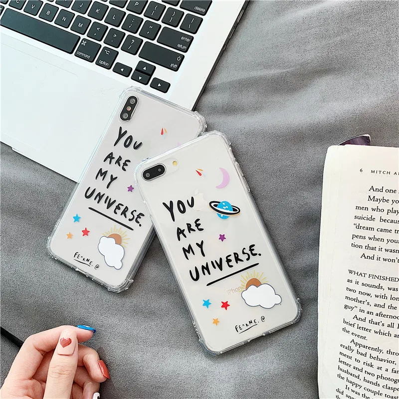 Cute Space Planet Transparent Text Case For Coque iPhone X Xs Max Xr 7 6 S 8 Plus Shockproof Silicone Soft Protect Back Cover
Cute Space Planet Transparent Text Case For Coque iPhone X Xs Max Xr 7 6 S 8 Plus Shockproof Silicone Soft Protect Back Cover