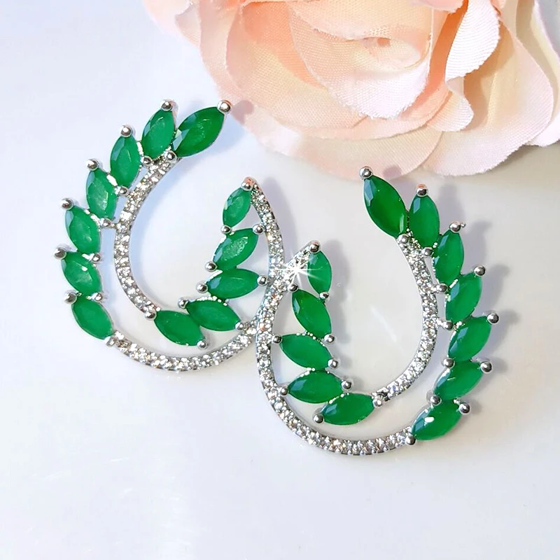 Newest Flower Design Stud Earrings For Women Green Cubic Zircon Pave Boucles d'oreilles Branch Shape Fashion Jewelry CE2149E
Newest Flower Design Stud Earrings For Women Green Cubic Zircon Pave Boucles d'oreilles Branch Shape Fashion Jewelry CE2149E