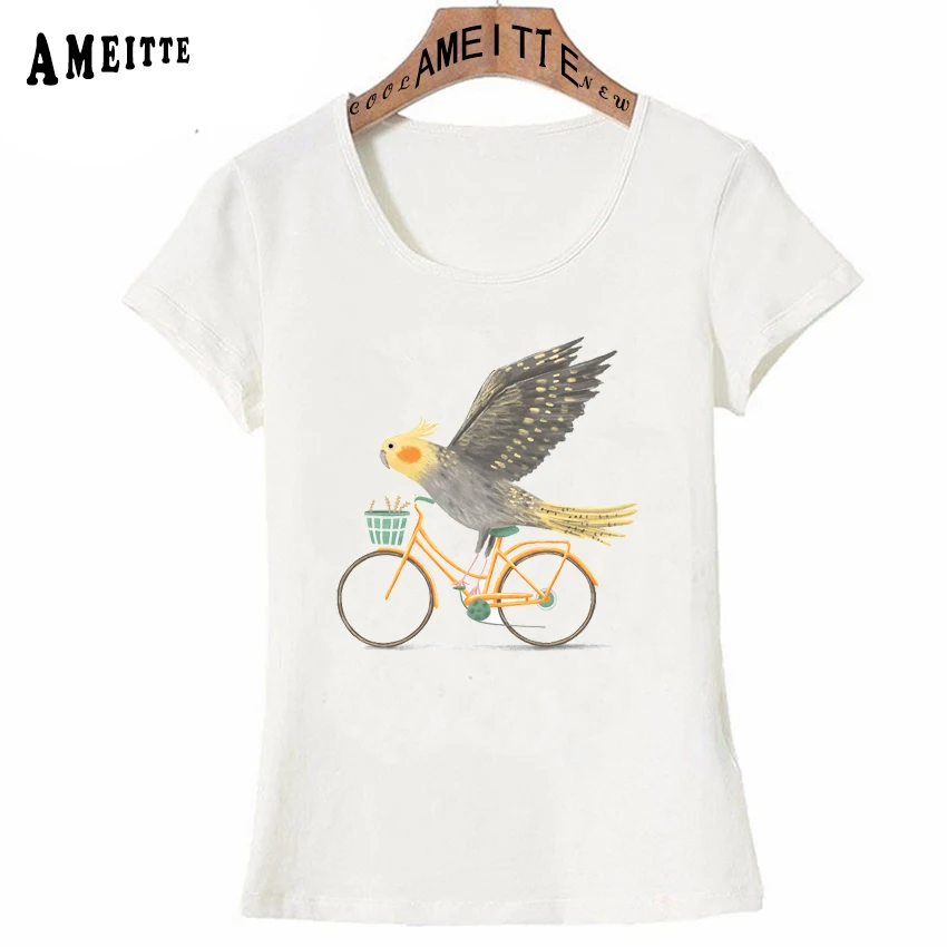 New Summer Women Short Sleeve Cockatiel on a Bicycle Printed T-Shirt Soft Fabric O-Neck Tops Cute Bird Design Pretty Girl Tees
New Summer Women Short Sleeve Cockatiel on a Bicycle Printed T-Shirt Soft Fabric O-Neck Tops Cute Bird Design Pretty Girl Tees