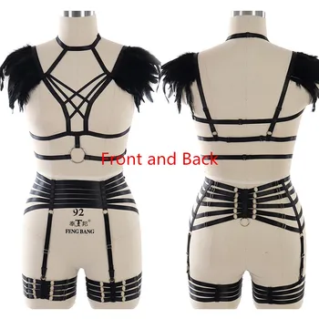 Gothic Feather Epaulettes Full Body Harness Adjust Shoulder Wings High Waist Stockings Suspender Leg Strap Garter Belt Lingerie
Gothic Feather Epaulettes Full Body Harness Adjust Shoulder Wings High Waist Stockings Suspender Leg Strap Garter Belt Lingerie