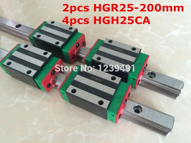 

2pcs HIWIN linear guide HGR25 - 200mm with 4pcs linear carriage HGH25CA CNC parts