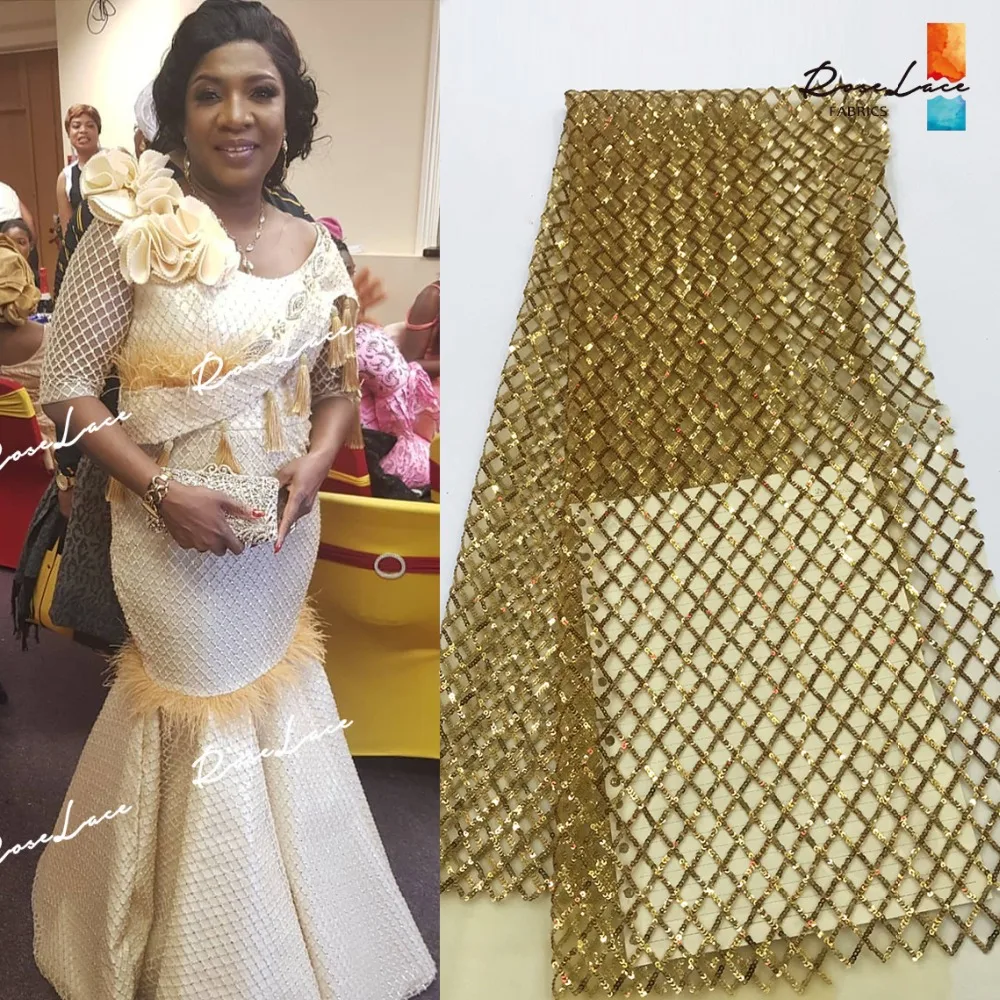 Grid Sequins Design African French Net Lace Fabric 2019 Gold Sequined Embroidered Mesh Wedding Bride Dresses Tulle Lace Material
Grid Sequins Design African French Net Lace Fabric 2019 Gold Sequined Embroidered Mesh Wedding Bride Dresses Tulle Lace Material