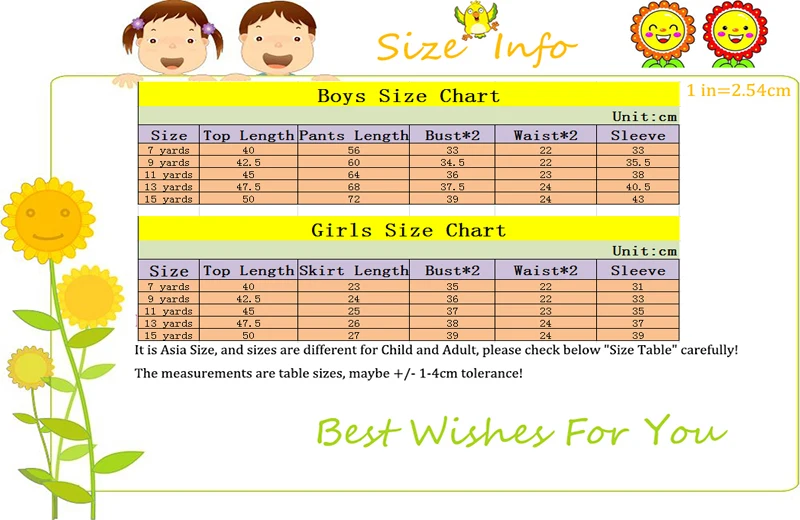 Asian Child Size Chart