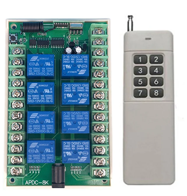 3000m DC 12V 24V 8CH 8 CH Wireless Remote Control LED Light Switch Relay Output Radio RF Transmitter And 315/433 MHz Receiver
3000m DC 12V 24V 8CH 8 CH Wireless Remote Control LED Light Switch Relay Output Radio RF Transmitter And 315/433 MHz Receiver
