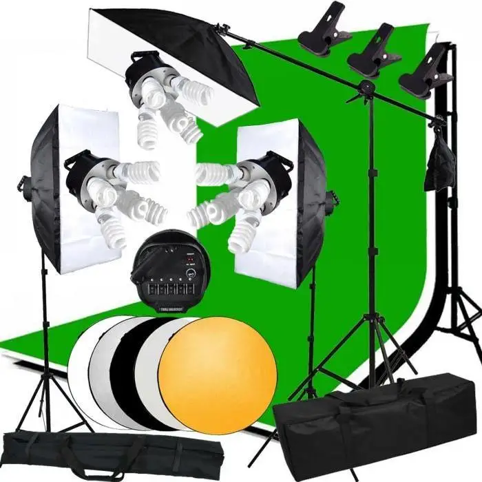 ABESTSTUDIO 3375W Photo Continuous Lighting kit Softbox Boom arm 3 Background & Stand Bulb 5 Light Socket Backdrop Clip
ABESTSTUDIO 3375W Photo Continuous Lighting kit Softbox Boom arm 3 Background & Stand Bulb 5 Light Socket Backdrop Clip