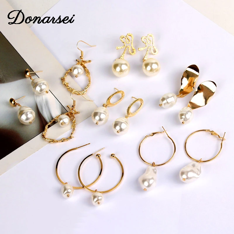 Donarsei Elegant Gold Geometric Pearl Earrings For Women ZA Irregular Circle Drop Dangle Earrings Ear Loop Gift
Donarsei Elegant Gold Geometric Pearl Earrings For Women ZA Irregular Circle Drop Dangle Earrings Ear Loop Gift