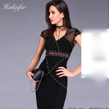 Halinfer 2018 Autumn Sexy women dress Black V-Neck Beading Mesh Rayon Bandage Elegant Homecoming Evening party dress
Halinfer 2018 Autumn Sexy women dress Black V-Neck Beading Mesh Rayon Bandage Elegant Homecoming Evening party dress