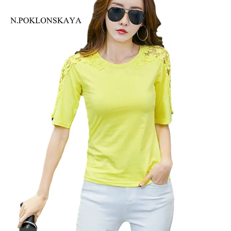 2017 Casual T Shirt Women T-shirts Lace Patchwork Hollow out T-shirt for Women Short Sleeve Summer Tops Plus Size Tee Shirt D7G
2017 Casual T Shirt Women T-shirts Lace Patchwork Hollow out T-shirt for Women Short Sleeve Summer Tops Plus Size Tee Shirt D7G