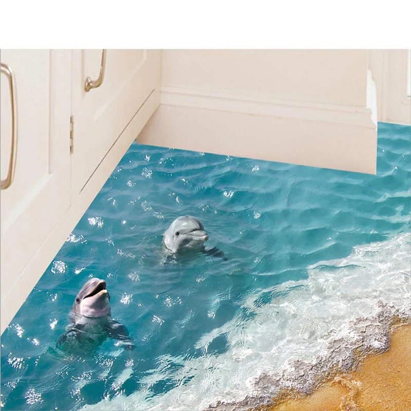 Hot-Sale-Beautiful-Sea-Wall-Sticker-Cute-3D-Dolphin-Floor-Stickers-Waterproof-Bathroom-Sticker-Eco-friendly