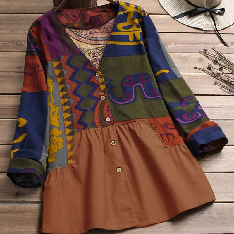 Bohemian Cardigan Button Top Women's Long Sleeve Plus Size Top Vintage Print Shirt
Bohemian Cardigan Button Top Women's Long Sleeve Plus Size Top Vintage Print Shirt
