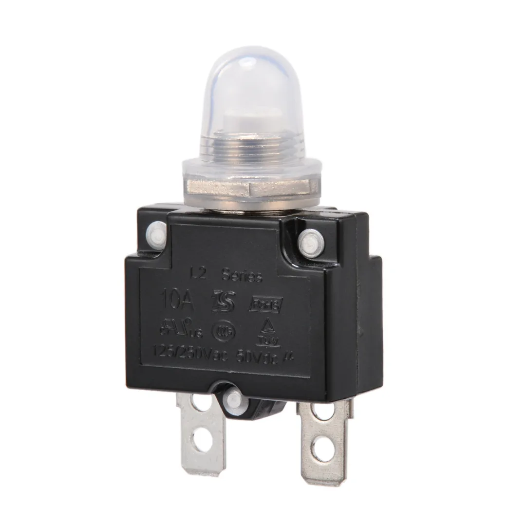 1X 5A/10A/15A/20A/30A Circuit Breaker 12V/24V Push Button Resettable Thermal Circuit Breaker Panel Mount With Waterproof Cap