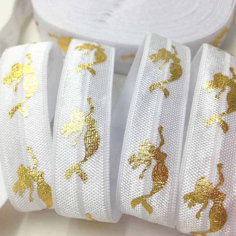 5 Yards 5/8 Hawaii Mermaid Gold Printed Fold Over Elastic,foe elastic ribbon for sewing,DIY Headband elastic band,
5 Yards 5/8 Hawaii Mermaid Gold Printed Fold Over Elastic,foe elastic ribbon for sewing,DIY Headband elastic band,