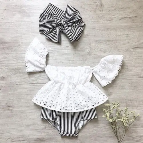2018 Summer Toddler Baby Girl Lace Off Shoulder Flare Short Sleeve Dress Tops Stripe Triangle PP Pants Headband 3Pcs Outfits Set
2018 Summer Toddler Baby Girl Lace Off Shoulder Flare Short Sleeve Dress Tops Stripe Triangle PP Pants Headband 3Pcs Outfits Set