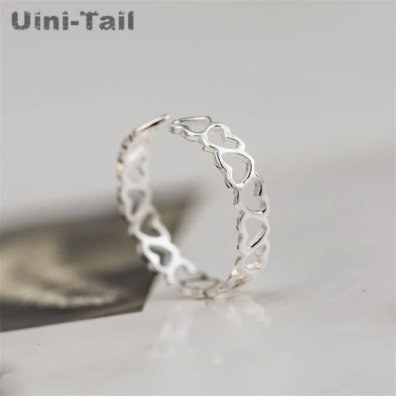 Uini-Tail classic hot cute peach heart 925 sterling silver hollow heart opening ring female Korean fashion trend jewelry GN708
Uini-Tail classic hot cute peach heart 925 sterling silver hollow heart opening ring female Korean fashion trend jewelry GN708