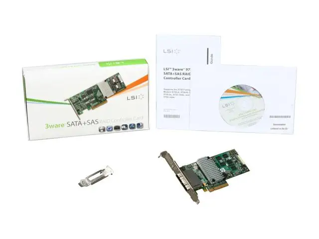 3ware External LSI00243 (9750-8e SGL) SATA/SAS 6Gb/s PCIe 2.0 w/512 MB onboard memory controller card, Single
3ware External LSI00243 (9750-8e SGL) SATA/SAS 6Gb/s PCIe 2.0 w/512 MB onboard memory controller card, Single