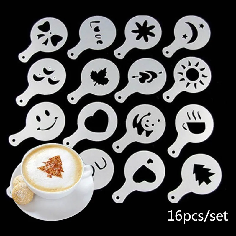 8-16pcs/set coffee stencils cake Baking decoration tools Garland Mould Plastic spray template Mold for kitchen accessories
8-16pcs/set coffee stencils cake Baking decoration tools Garland Mould Plastic spray template Mold for kitchen accessories