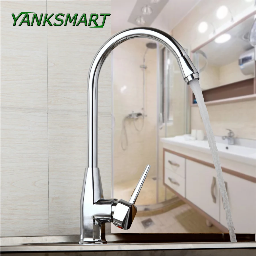 YANKSMART Kitchen 360 Swivel Rotate Chrome Finish Faucet Main Brass Deck Mounted Single Hole Handle Basin Sink Bowl Water Tap
YANKSMART Kitchen 360 Swivel Rotate Chrome Finish Faucet Main Brass Deck Mounted Single Hole Handle Basin Sink Bowl Water Tap