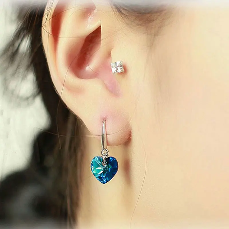 2019 Austria Crystal Silver Plated Earrings Blue Heart of Ocean Shaped Earring for Birthday Gift for Women pendientes mujer moda HTB1sNzlQpXXXXa.XVXXq6xXFXXXk - 2019 Austria Crystal Silver Plated Earrings Blue Heart of Ocean Shaped Earring for Birthday Gift for Women pendientes mujer moda