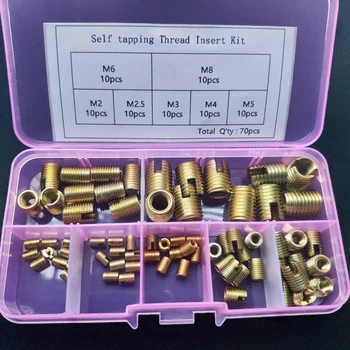 70pc/lot M2,M2.5M3,M4,M5,M6,M8 Carbon steel Self tapping Thread Insert Self Tapping Screw Bushing Slotted Type Thread Repair kit
70pc/lot M2,M2.5M3,M4,M5,M6,M8 Carbon steel Self tapping Thread Insert Self Tapping Screw Bushing Slotted Type Thread Repair kit