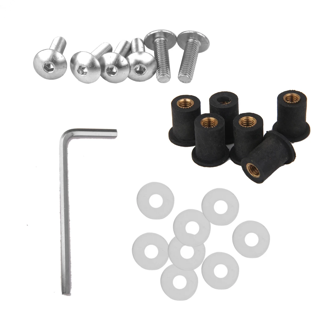 5mm Windshield Mounting Nuts Fairing Windscreen Screw Bolt Kit Windshield Mounting Nuts Red Black Silver