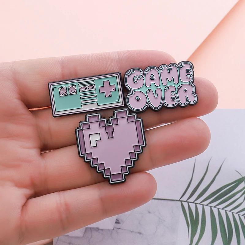 Pink Green Enamel Game machine Pixel Heart shaped Game Over Pins Cartoon Brooch Bag Shirt Lapel Pin Badge Gift for Female Male
Pink Green Enamel Game machine Pixel Heart shaped Game Over Pins Cartoon Brooch Bag Shirt Lapel Pin Badge Gift for Female Male