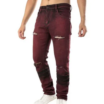 Fashion Streetwear Men Jeans Red Color Slim Fit Elastic Spliced Ripped Jeans Men Big Pocket Denim Cargo Pants Biker Jeans homme
Fashion Streetwear Men Jeans Red Color Slim Fit Elastic Spliced Ripped Jeans Men Big Pocket Denim Cargo Pants Biker Jeans homme