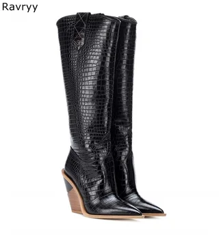 Black Snakeskin Leather Women's Long Boots Strange Style Heel Female Over-the-knee Boots Pointed Toe 2019 Autumn Winter Fashion
Black Snakeskin Leather Women's Long Boots Strange Style Heel Female Over-the-knee Boots Pointed Toe 2019 Autumn Winter Fashion