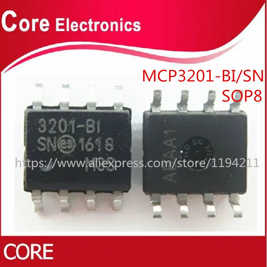 50 шт./лот MCP3201-BI/SN MCP3201 ADC 12 бит 2 7 в 1CH SPI SOP-8 IC | Электронные компоненты и