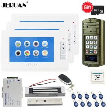 

JERUAN 7`` Video Door Phone Voice/Video Recording Intercom System kit Waterproof RFID password Mini Camera +180kg Magnetic lock