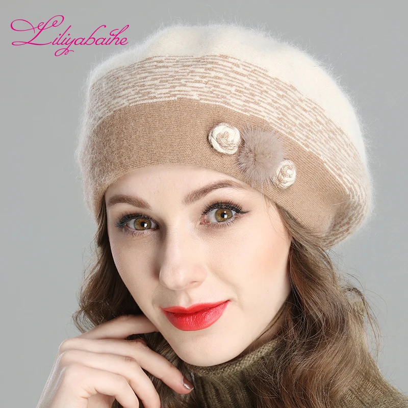 Liliyabaihe New Style Women's Winter Berets Angora Knitted Wool Beret Decorations Handmade Melange Knit Hat Double Warm Hat
Liliyabaihe New Style Women's Winter Berets Angora Knitted Wool Beret Decorations Handmade Melange Knit Hat Double Warm Hat