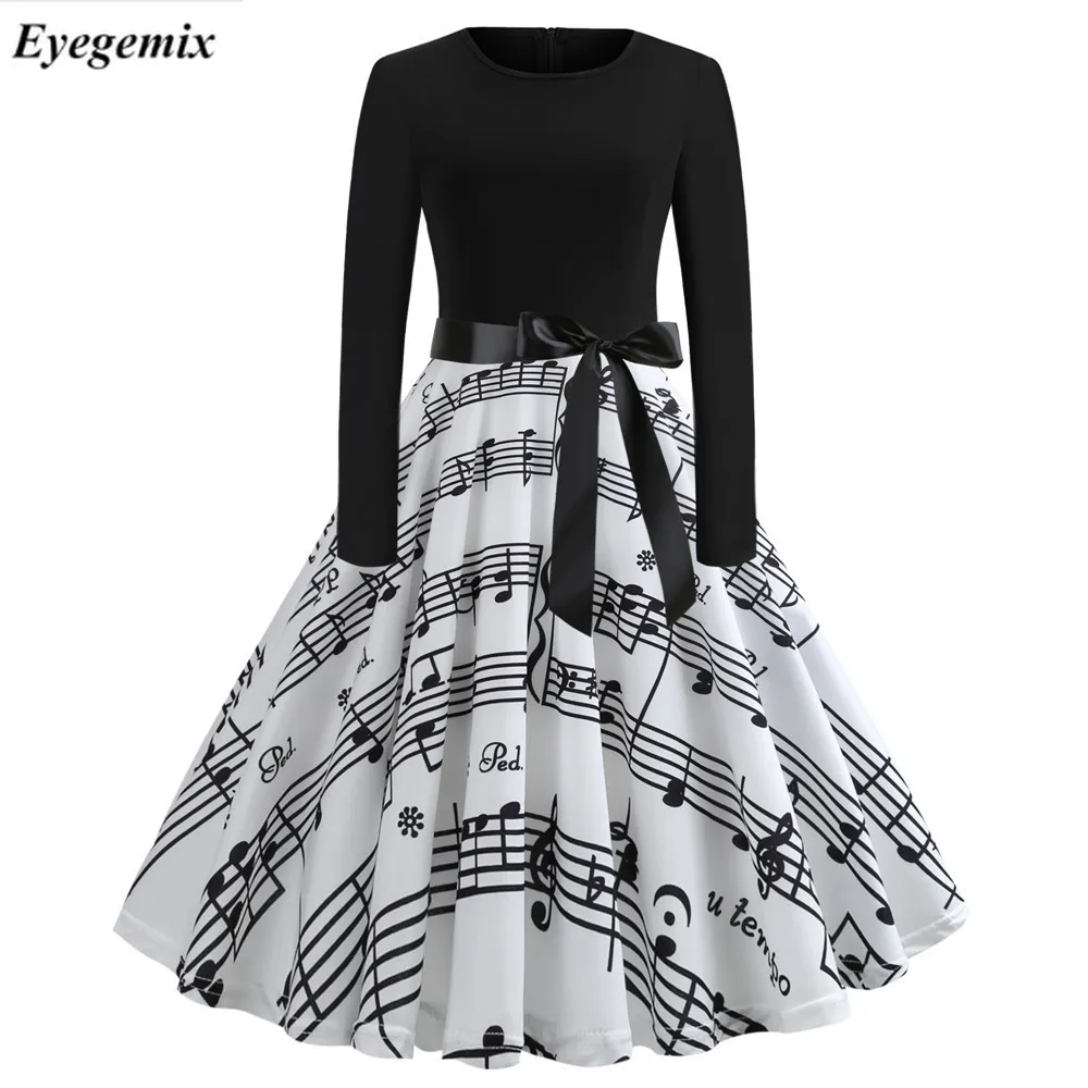 2019 Music Note Print Elegant Party Dresses Women 50s 60s Retro Vintage Robe Rockabilly Dress Plus Size Casual Winter Midi Dress
2019 Music Note Print Elegant Party Dresses Women 50s 60s Retro Vintage Robe Rockabilly Dress Plus Size Casual Winter Midi Dress