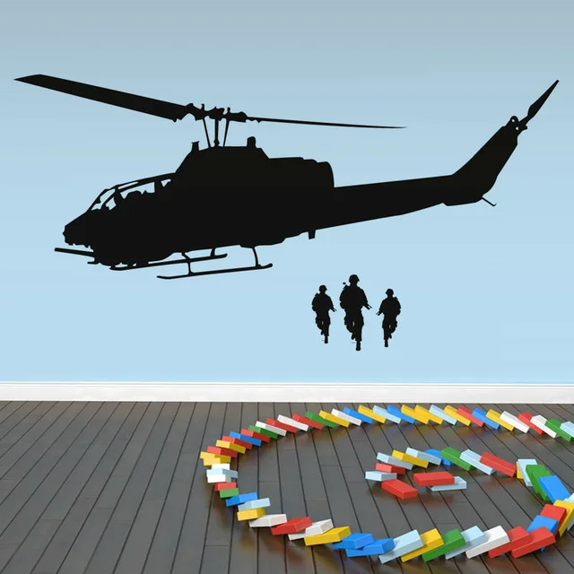 DIY Tranport Silhouette Wall Sticker Vinyl Art Boys Room Decorative Wall Decals Army Helicopter Wall Decals Y-640
DIY Tranport Silhouette Wall Sticker Vinyl Art Boys Room Decorative Wall Decals Army Helicopter Wall Decals Y-640