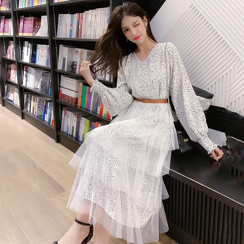 Spring Korean Long Sleeve Patchwork Ball Gown Print Fake Two Pieces Elegant Mesh Fashion Dress Floral Long Dresses Woman
Spring Korean Long Sleeve Patchwork Ball Gown Print Fake Two Pieces Elegant Mesh Fashion Dress Floral Long Dresses Woman