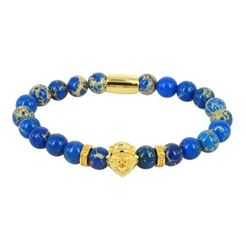 WholeSale Fashion Beaded Bracelets Women and Men Natural Blue Stone Beads Metal Lion Head Charm Bracelets Gift
WholeSale Fashion Beaded Bracelets Women and Men Natural Blue Stone Beads Metal Lion Head Charm Bracelets Gift