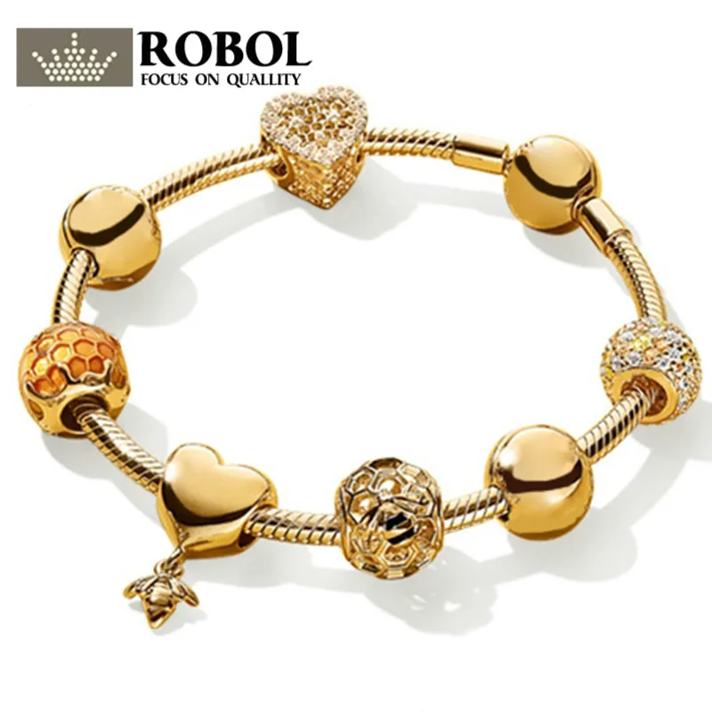 ROBOL 100% 925 Sterling Silver Brand New Bracelet Set 18K Gold Color Love Honey Honeycomb Bracelet Set Fit DIY Sweet Gift
ROBOL 100% 925 Sterling Silver Brand New Bracelet Set 18K Gold Color Love Honey Honeycomb Bracelet Set Fit DIY Sweet Gift