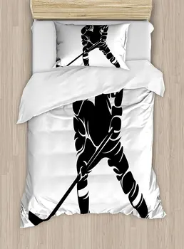Duvet Cover Set, Abstract Black Silhouette of a Competitive Player in the Match Position Sportsman, 4 Piece Bedding Set
Duvet Cover Set, Abstract Black Silhouette of a Competitive Player in the Match Position Sportsman, 4 Piece Bedding Set