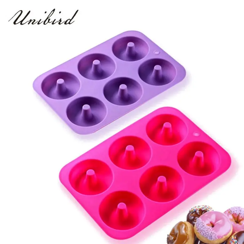 

Unibird 6 Cavities Silicone Donut Mold Non-Stick Baking Pan Dishwasher Oven Microwave Freezer Safe Baking Tray Maker Cake Mould