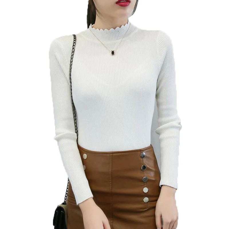 Korean Fall Winter Women Sweater High Elastic Solid Half Turtleneck Sweater Female Slim Sexy Tight Bottoming Knitted Pullovers
Korean Fall Winter Women Sweater High Elastic Solid Half Turtleneck Sweater Female Slim Sexy Tight Bottoming Knitted Pullovers