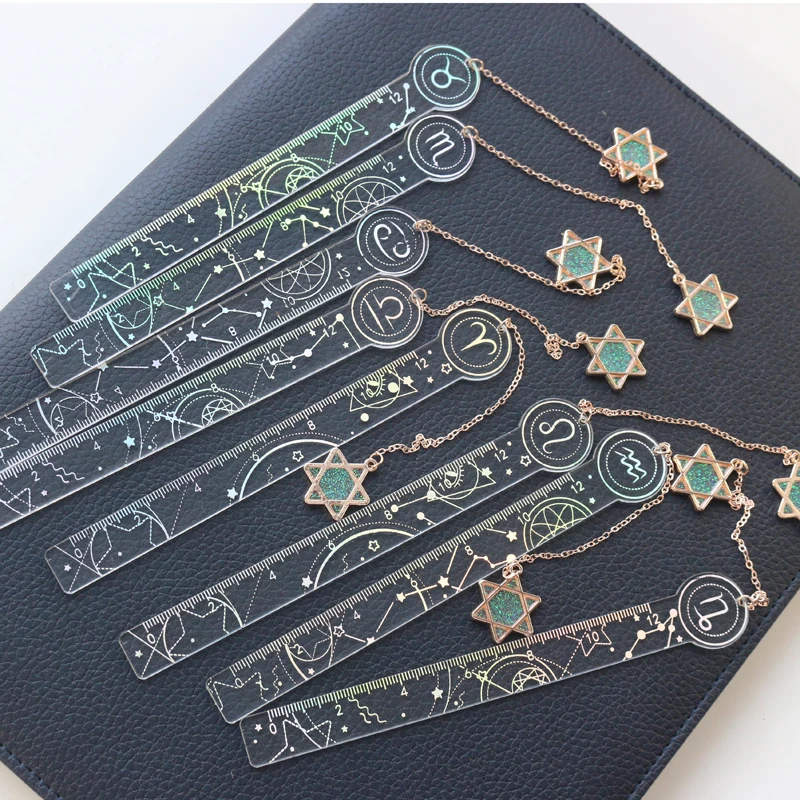 Domikee Cute kawaii Korean tewlve constellations series gold foil PP school student bookmark ruler stationery supplies
Domikee Cute kawaii Korean tewlve constellations series gold foil PP school student bookmark ruler stationery supplies