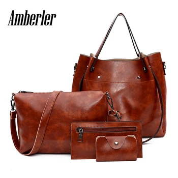 Amberler Women PU Leather Handbags 4 Pieces Set Bag Famous Brand Large Capacity Ladies Shoulder Crossbody Bags For Women Tote 
Amberler Women PU Leather Handbags 4 Pieces Set Bag Famous Brand Large Capacity Ladies Shoulder Crossbody Bags For Women Tote