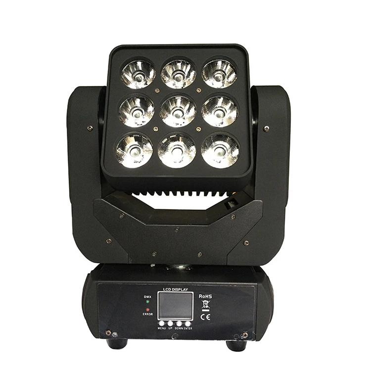 LED 9*12W RGBW Matrix Wash Moving Head Light Professional DMX 512 Dj Disco Wedding Party Event Stage Effect Beam | Лампы и освещение