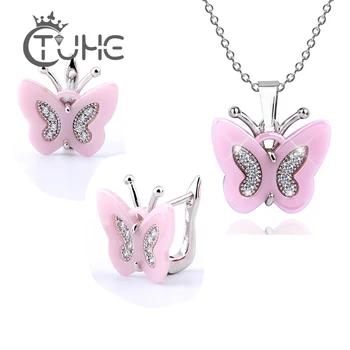 Fashion Ceramic Jewelry Sets Butterfly Long Chain Necklace Women Jewelry Bijoux Stainless Steel Pink Jewelry Set Christmas Gift
Fashion Ceramic Jewelry Sets Butterfly Long Chain Necklace Women Jewelry Bijoux Stainless Steel Pink Jewelry Set Christmas Gift