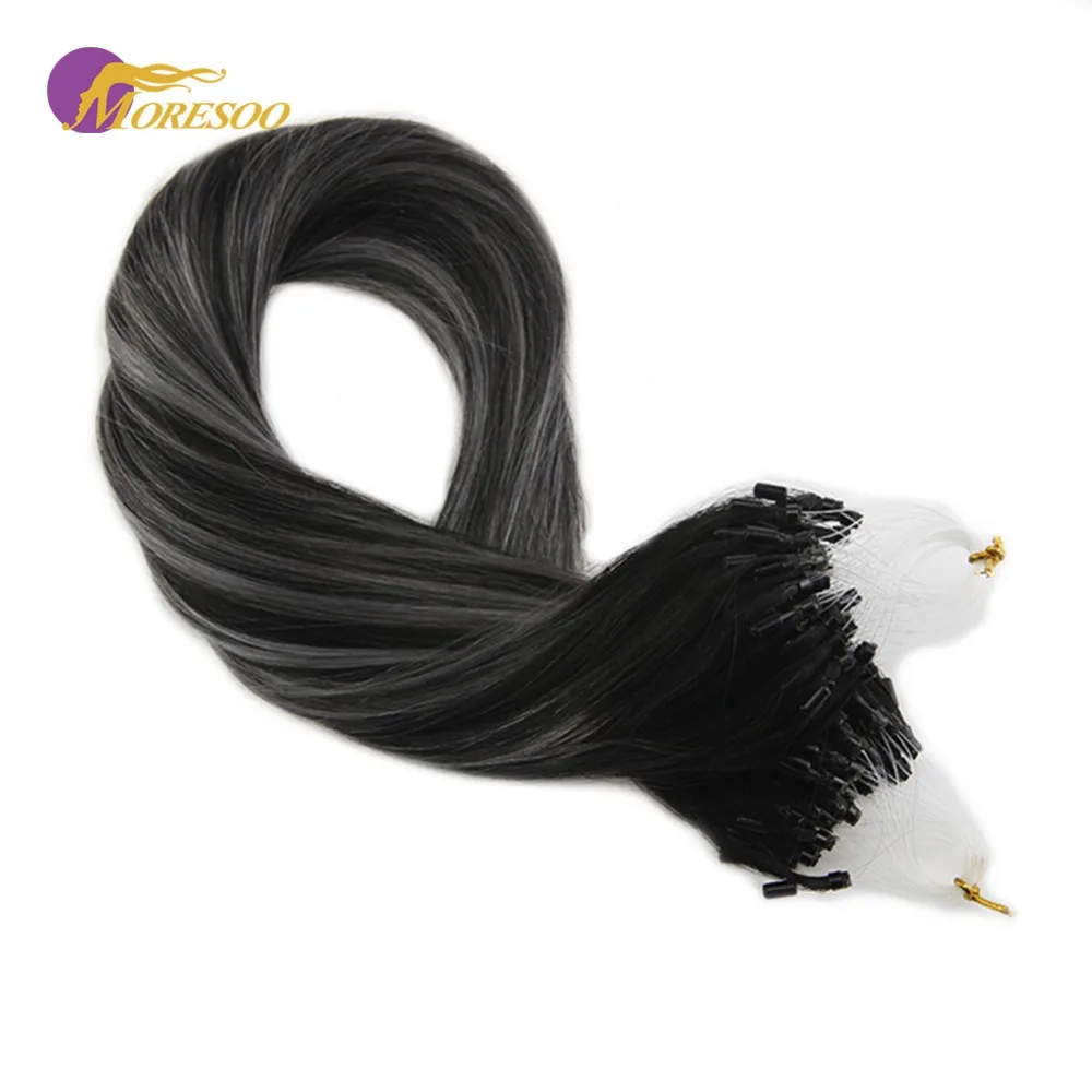 Moresoo Micro Ring Hair Extension Micro Loop Real Machine Remy Human Hair Off Black #1B Fading to Silver Mixed With Black 50G
Moresoo Micro Ring Hair Extension Micro Loop Real Machine Remy Human Hair Off Black #1B Fading to Silver Mixed With Black 50G