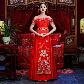 Red Chinese Wedding Bride Cheongsam Traditional Style marry Evening Dress Embroidery Long Qipao Womens Clothing Size S - 3XL
Red Chinese Wedding Bride Cheongsam Traditional Style marry Evening Dress Embroidery Long Qipao Womens Clothing Size S - 3XL