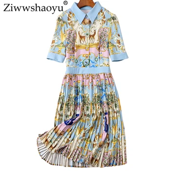 Ziwwshaoyu Lndie Folk Print dresses Turn-down Collar Draped temperament Slim dress New women's
Ziwwshaoyu Lndie Folk Print dresses Turn-down Collar Draped temperament Slim dress New women's
