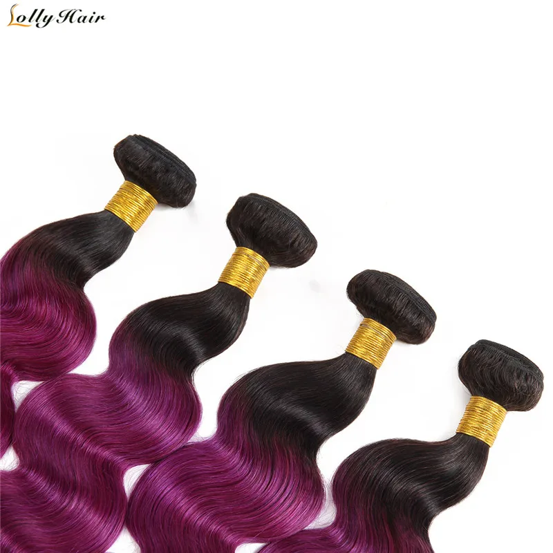 1b purplr ombre body wave human hair bundles (4)